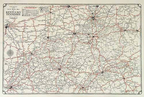 Rand McNally Junior Auto Road Map of Kentucky Tennessee