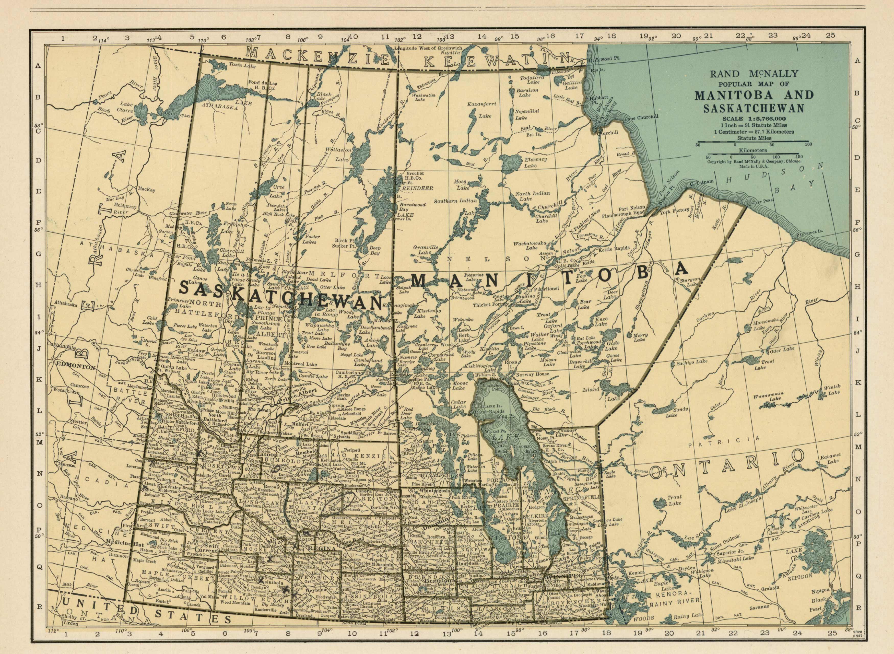 Map of Manitoba and Saskatchewan Map of Manitoba and Saskatchewan