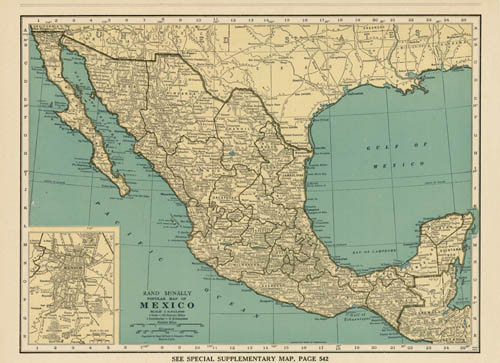 Rand McNally Popular Map of Mexico with Inset of Mexico City Rand McNally Popular Map of Mexico with Inset of Mexico City