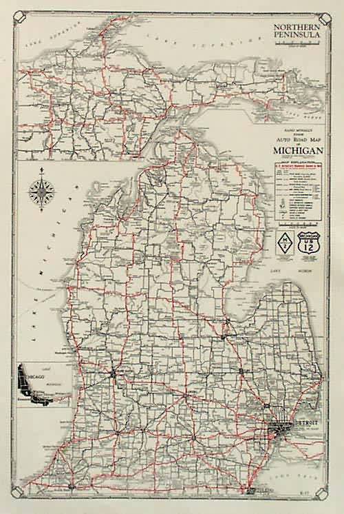 Rand McNally Junior Auto Road Map of Michigan - Art Source International