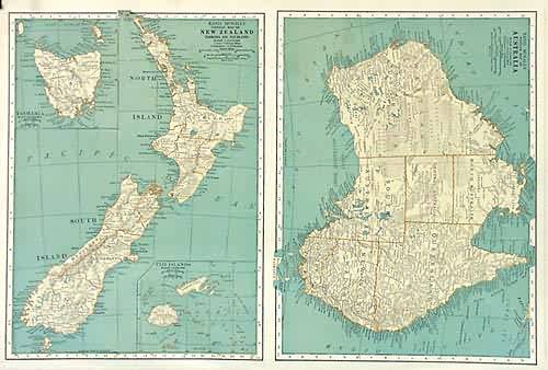 Rand McNally Popular Map of New Zealand and Australia