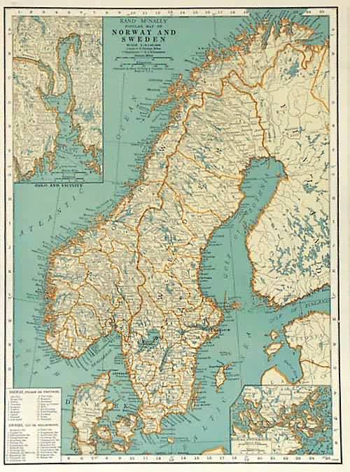 Rand McNally Popular Map of Norway and Sweden
