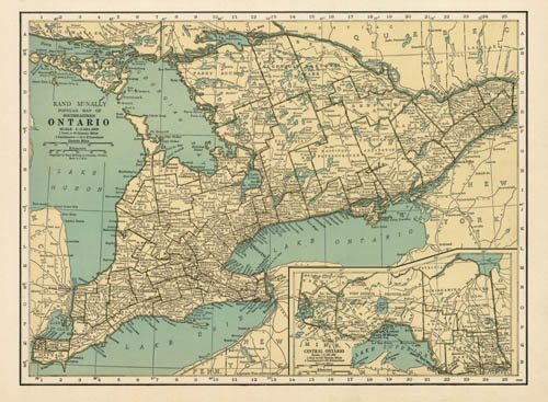 Popular Map of Southeastern Ontario with Inset of Central Ontario