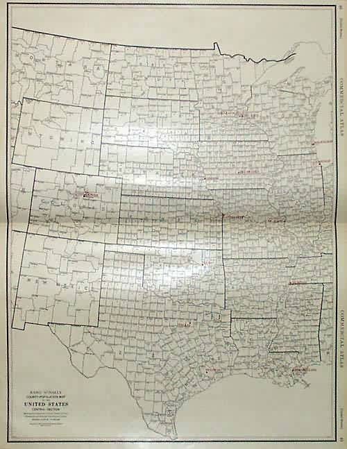 Rand McNally County-Population Map of the United States Central Section