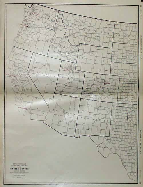 Rand McNally County-Population Map of the United States Western Section