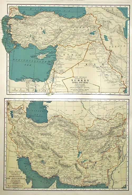 Rand McNally Popular Map of Turkey Syria Iraq Persia Afghanistan and Baluchistan Rand McNally Popular Map of Turkey Syria Iraq Persia Afghanistan and Baluchistan
