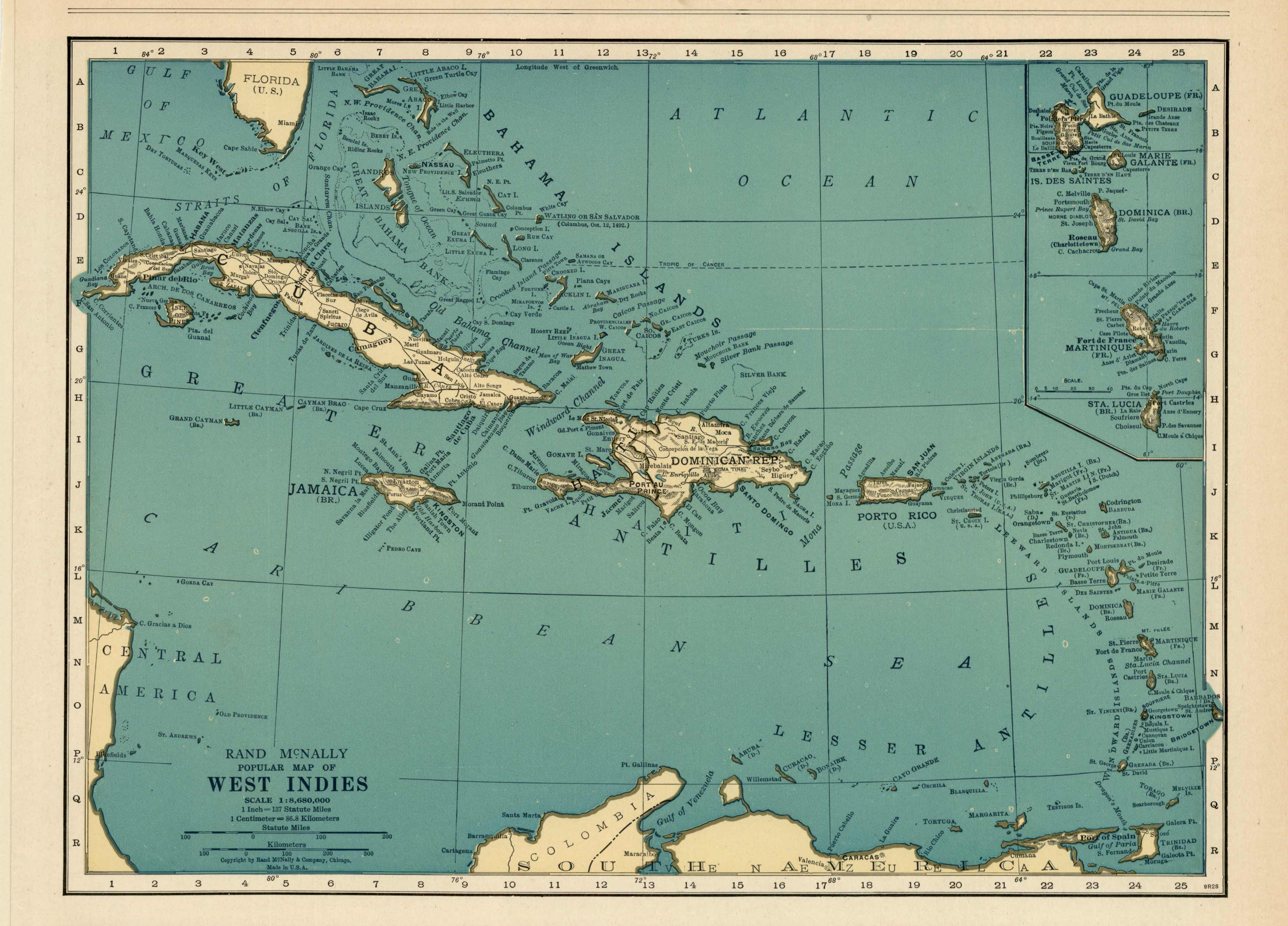 Map of the West Indies Map of the West Indies