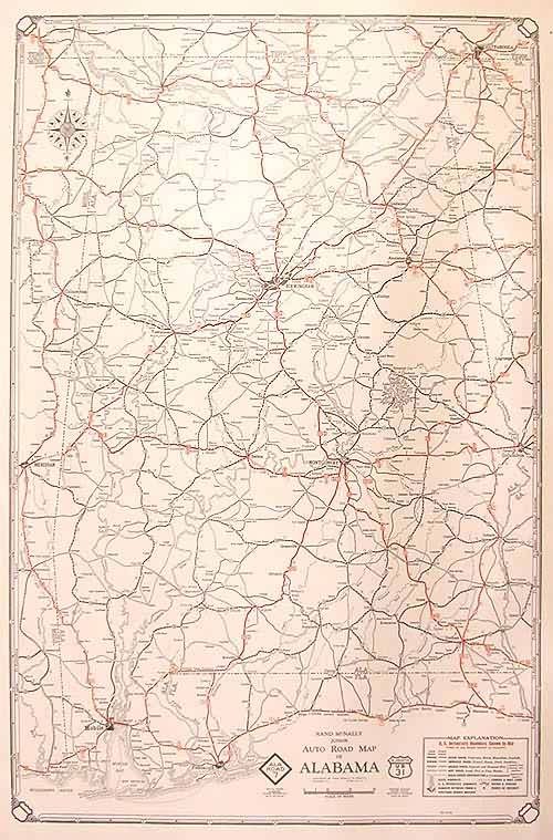 Rand McNally Junior Auto Road Map of Alabama