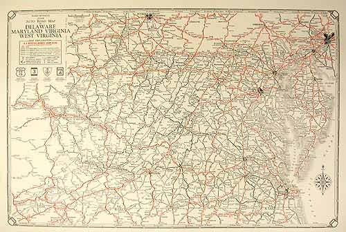 Rand McNally Junior Auto Road Map of Delaware Maryland Virginia and ...