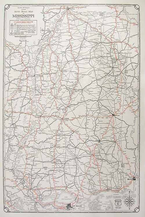 Rand McNally Junior Auto Road Map of Mississippi