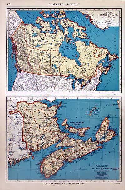 Rand McNally Popular Map of Dominion of Canada and Newfoundland and Rand McNally Popular Map of Nova Scotia