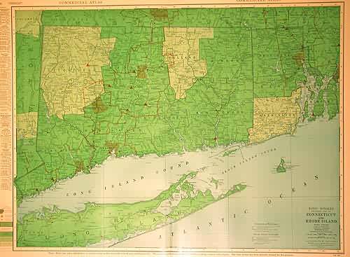 Rand McNally Standard Map of Connecticut and Rhode Island