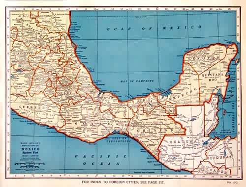Rand McNally Popular Map of Mexico Eastern part Rand McNally Popular Map of Mexico Eastern part