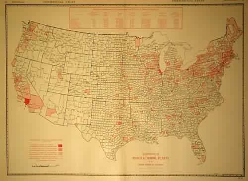 Distribution of Manufacturing Plants in the United States by Counties