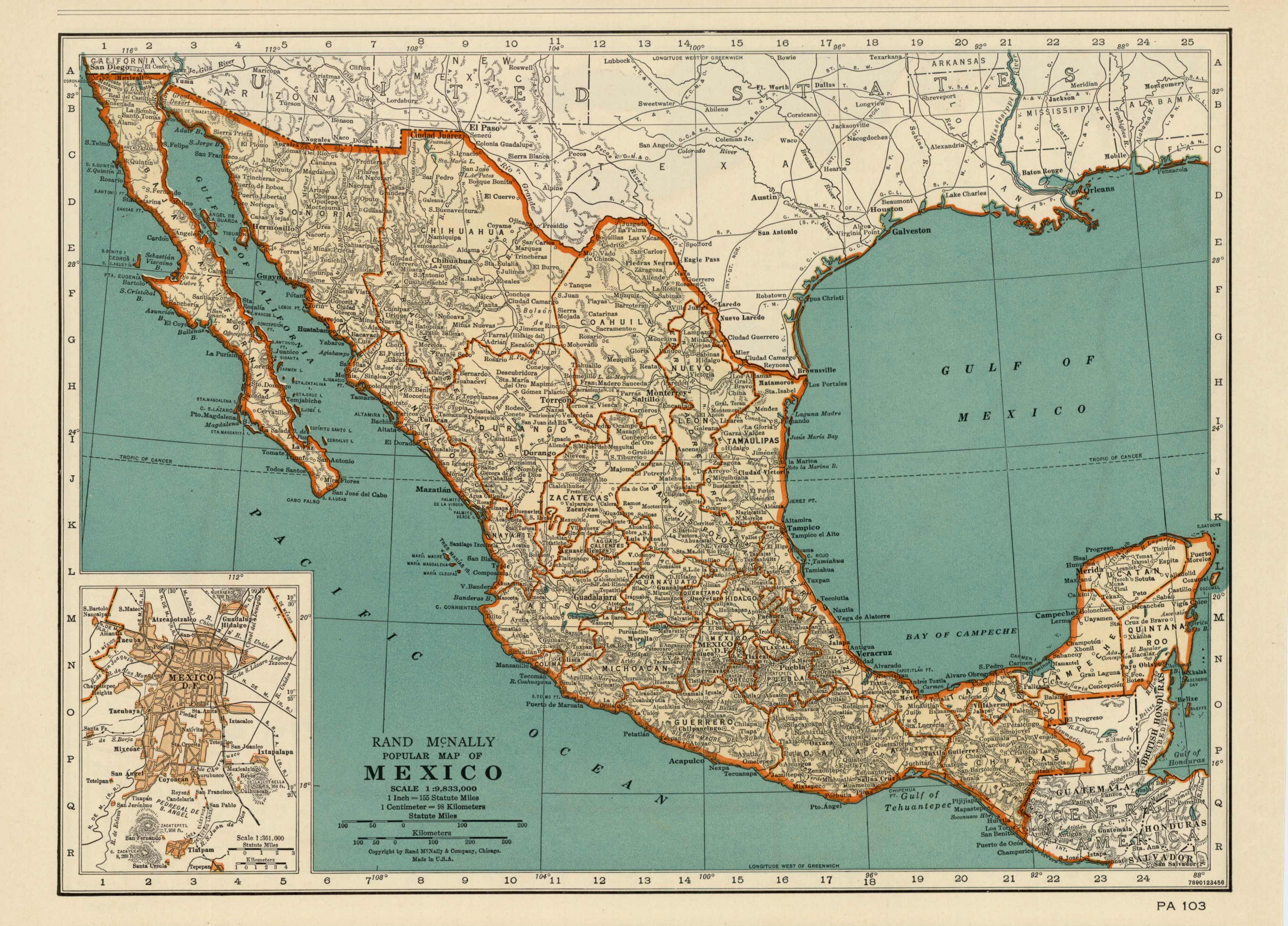 Rand McNally Popular Map of Mexico - Art Source International