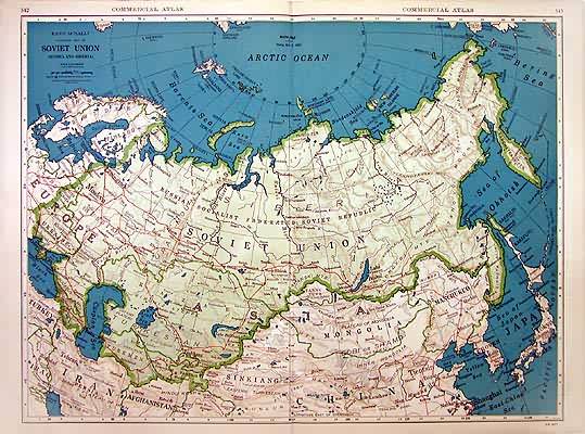Rand McNally Standard Map of Soviet Union (Russia and Siberia)