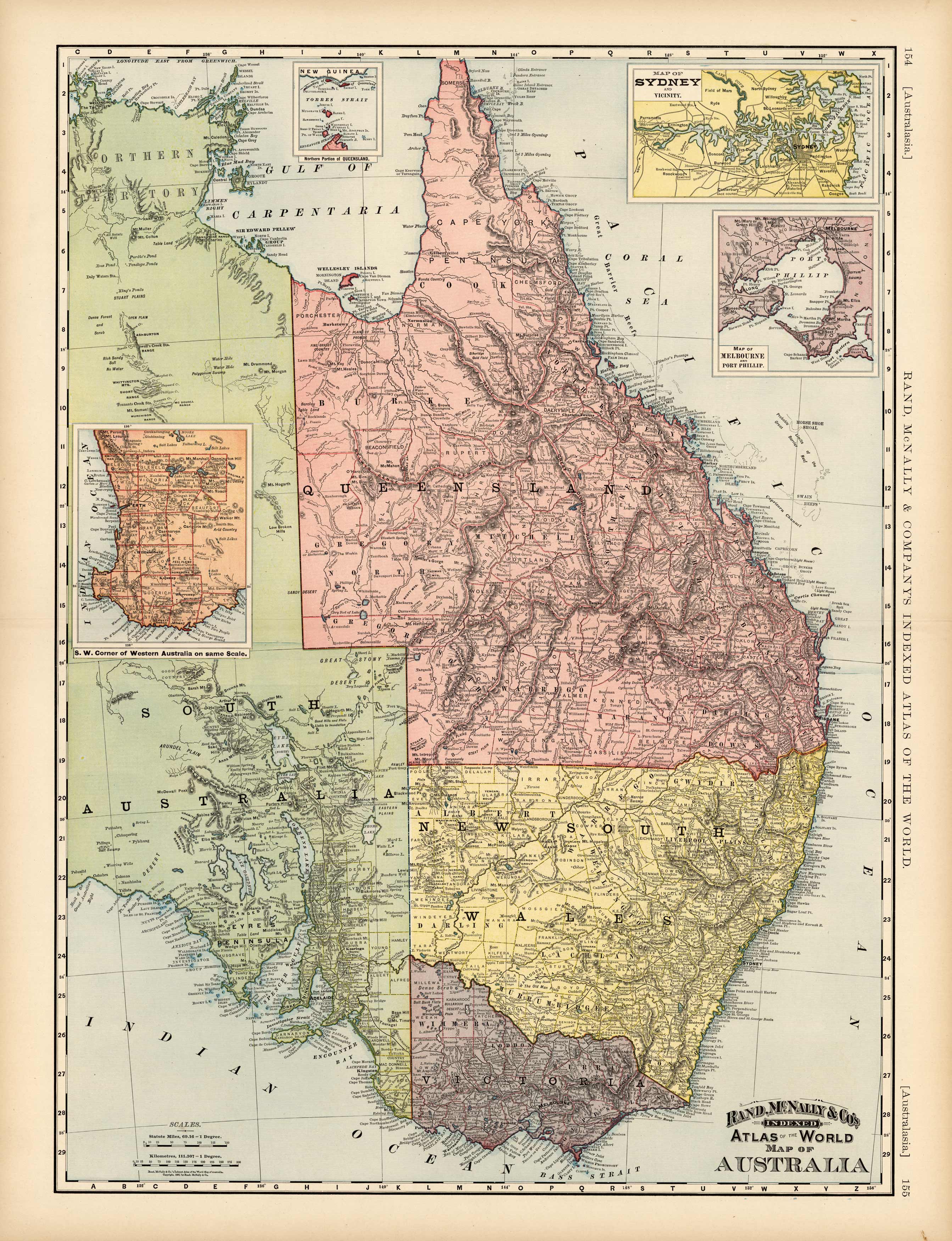 Rand McNally & Cos Indexed Atlas of the World Map of Australia' Rand McNally & Cos Indexed Atlas of the World Map of Australia'