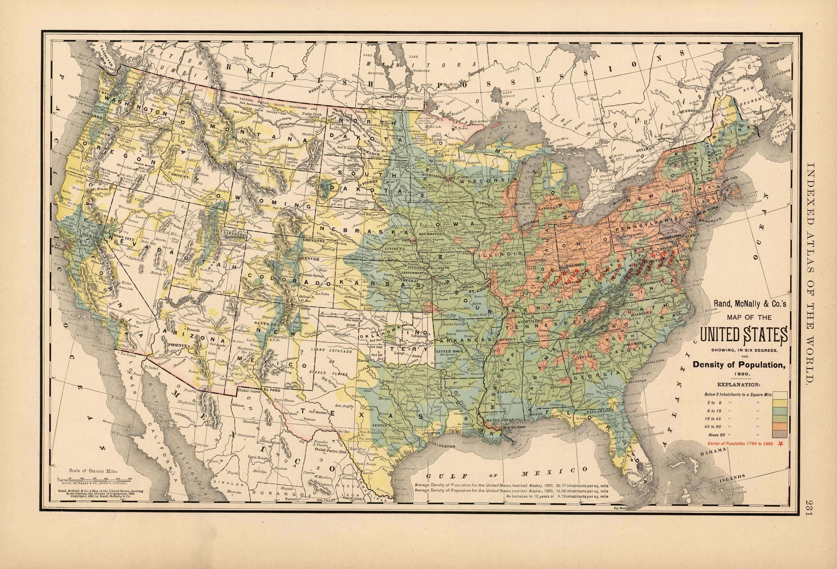 Map of the United States Showing