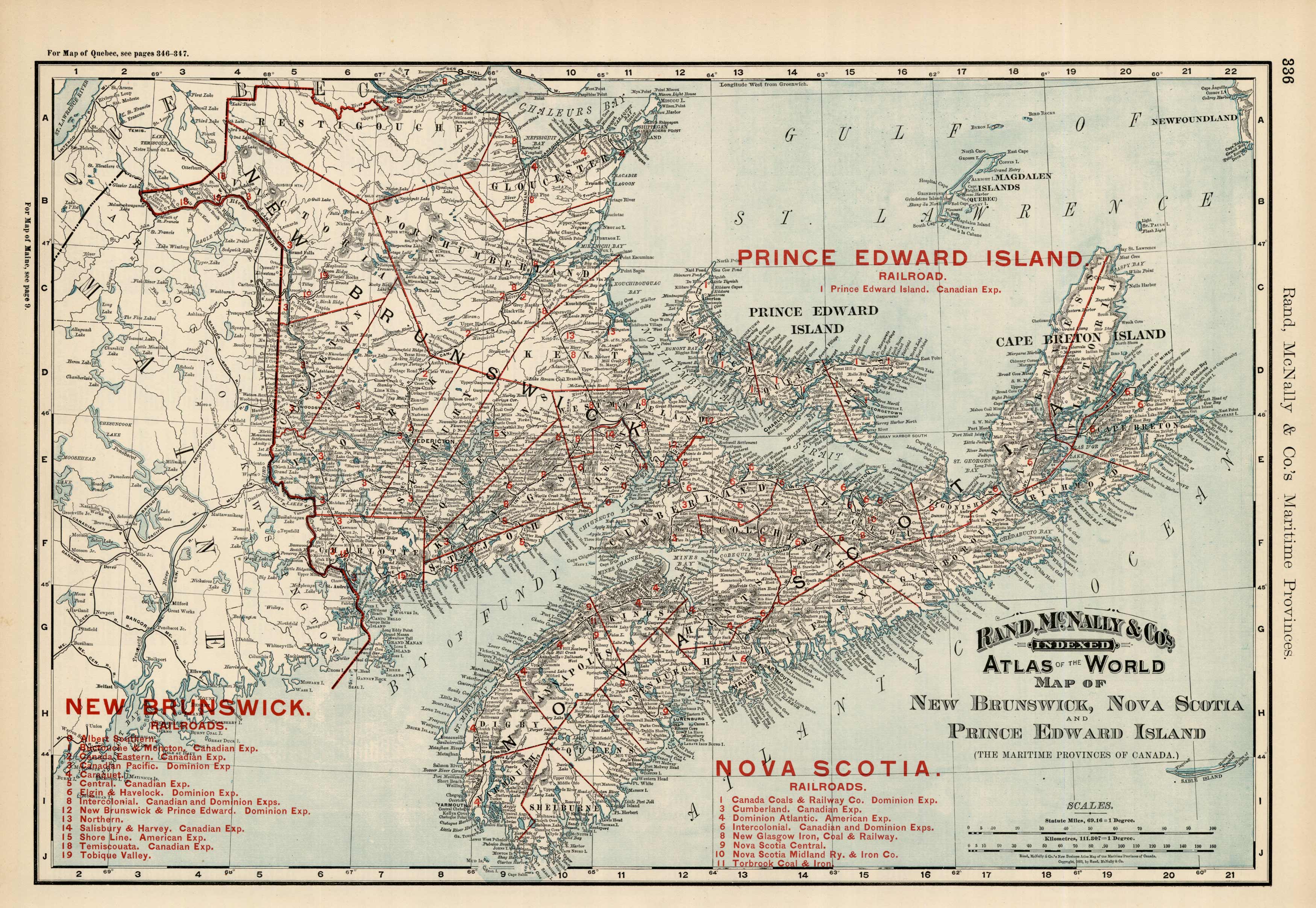 Nova Scotia Map, New Brunswick Newfoundland Map 2024 1881 Colton Map, Eastern Canada Map, Prince Edward Island Map PEI, Canada Gift for Friend