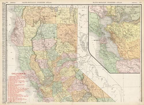 County Map of the State of California (with an inset map of San Francisco and Vicinity)