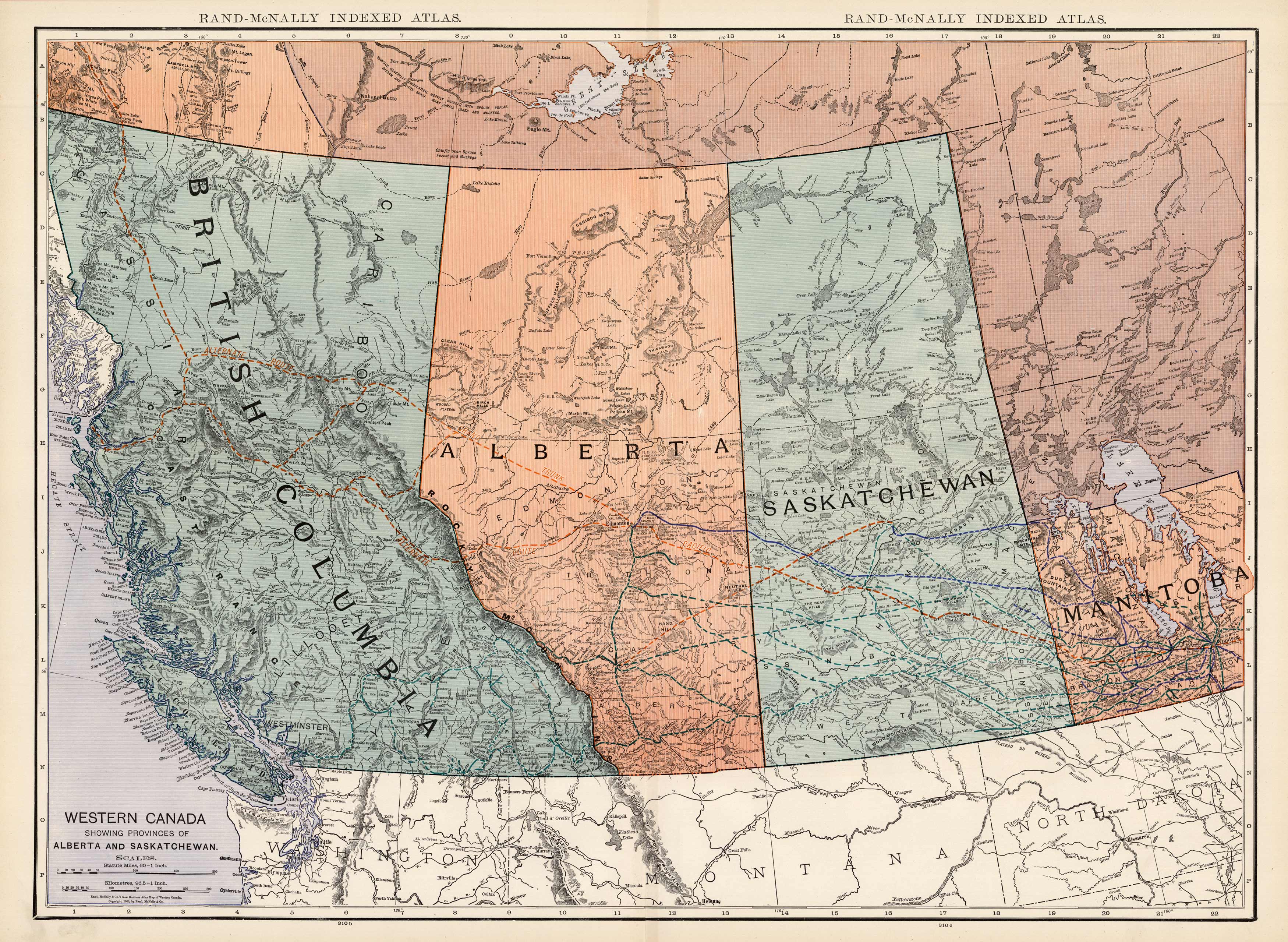 Western Canada Showing Provinces of Alberta and Saskatchewan - Art ...