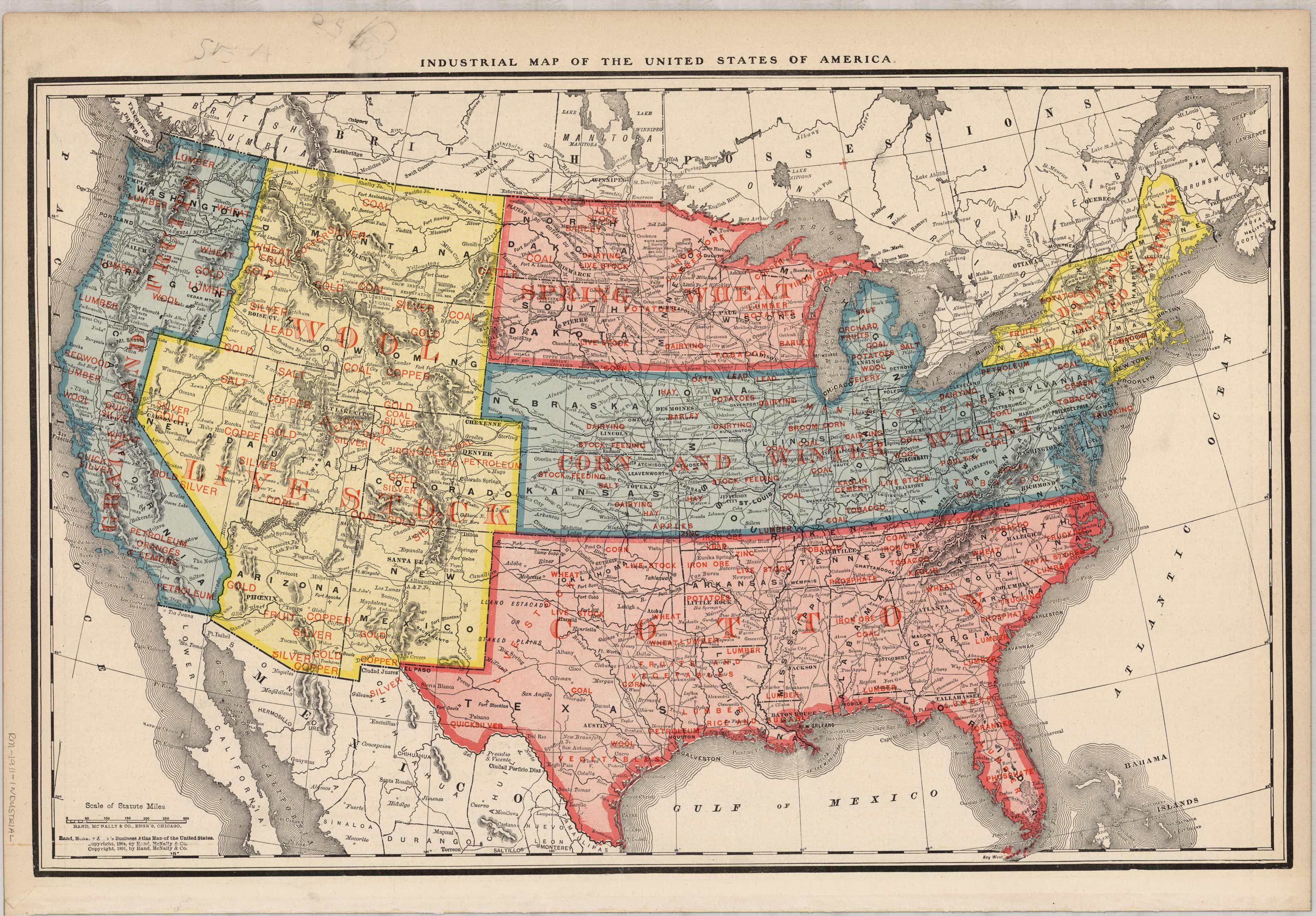 Industrial Map of the United States of America - Art Source International