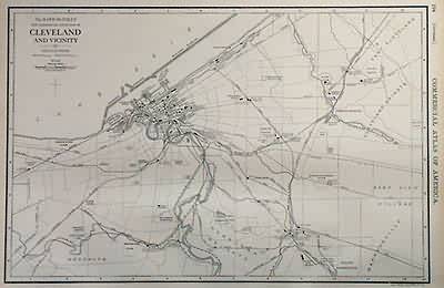 Black and White Mileage Map of Cleveland