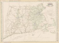 Black and White Mileage Map of Connecticut