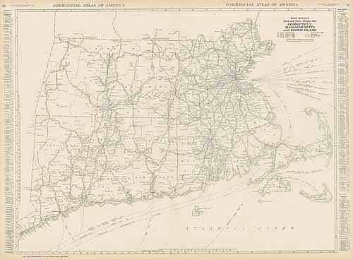 Black and White Mileage Map of Connecticut