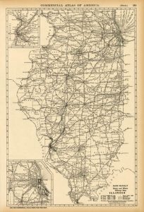 Black and White Mileage Map of Illinois