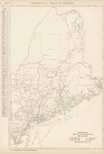 Black and White Mileage Map of Maine