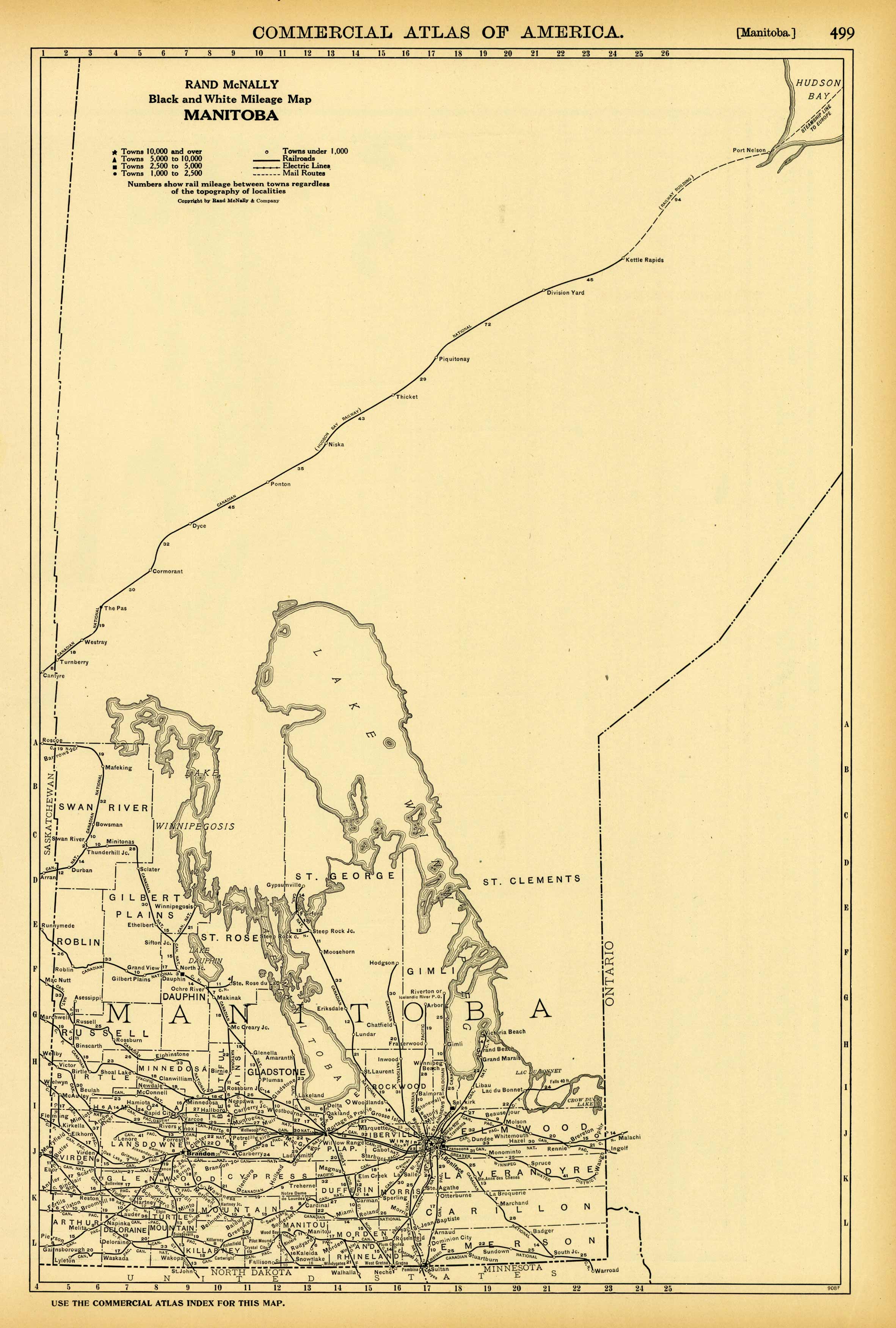 Black and White Mileage Map of Manitoba Black and White Mileage Map of Manitoba