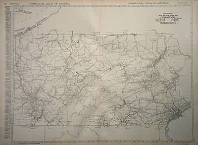 Black and White Mileage Map of Pennsylvania - Art Source International