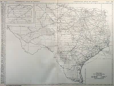 Black and White Mileage Map of Texas