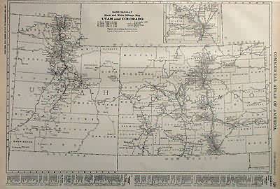 Black and White Mileage Map of Utah and Colorado