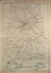 Rand McNally Black and White Milage Map of Alabama