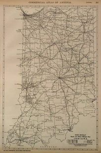 Rand McNally Black and White Milage Map of Indiana