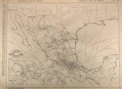 Rand McNallys Black and White Milage Map of Mexico'