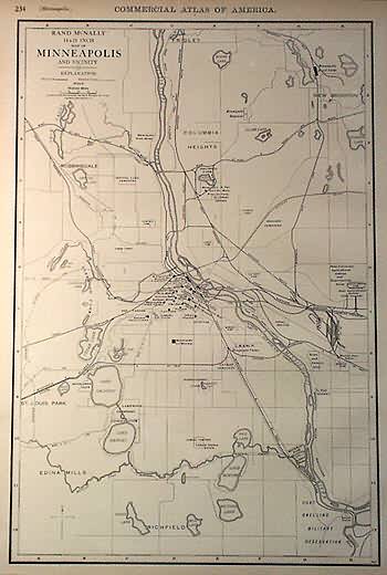Rand McNally Black and White Milage Map of Minnesota