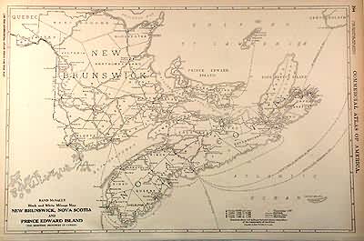 Rand McNallys Black and White Milage Map of New Brunswick