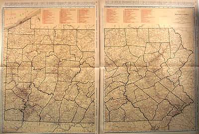 Rand McNally Black and White Milage Map of Pennsylvania