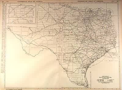 Rand McNally Black and White Milage Map of Texas - Art Source International