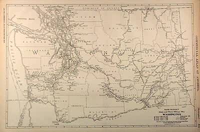 Rand McNally Black and White Milage Map of Washington