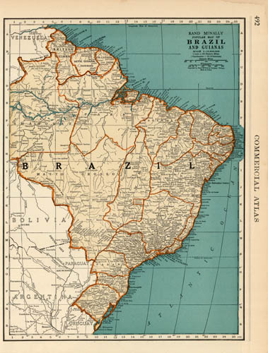 Popular Map of Brazil and Guianas