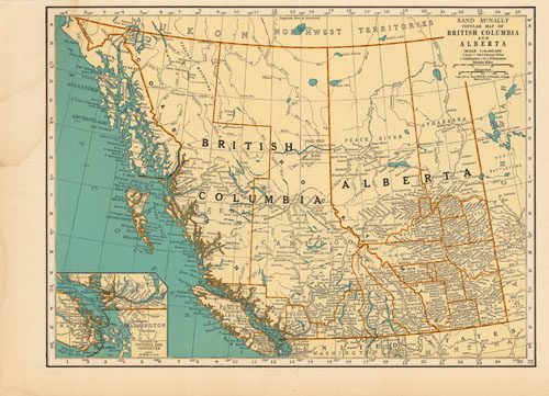 Popular Map of British Columbia and Alberta