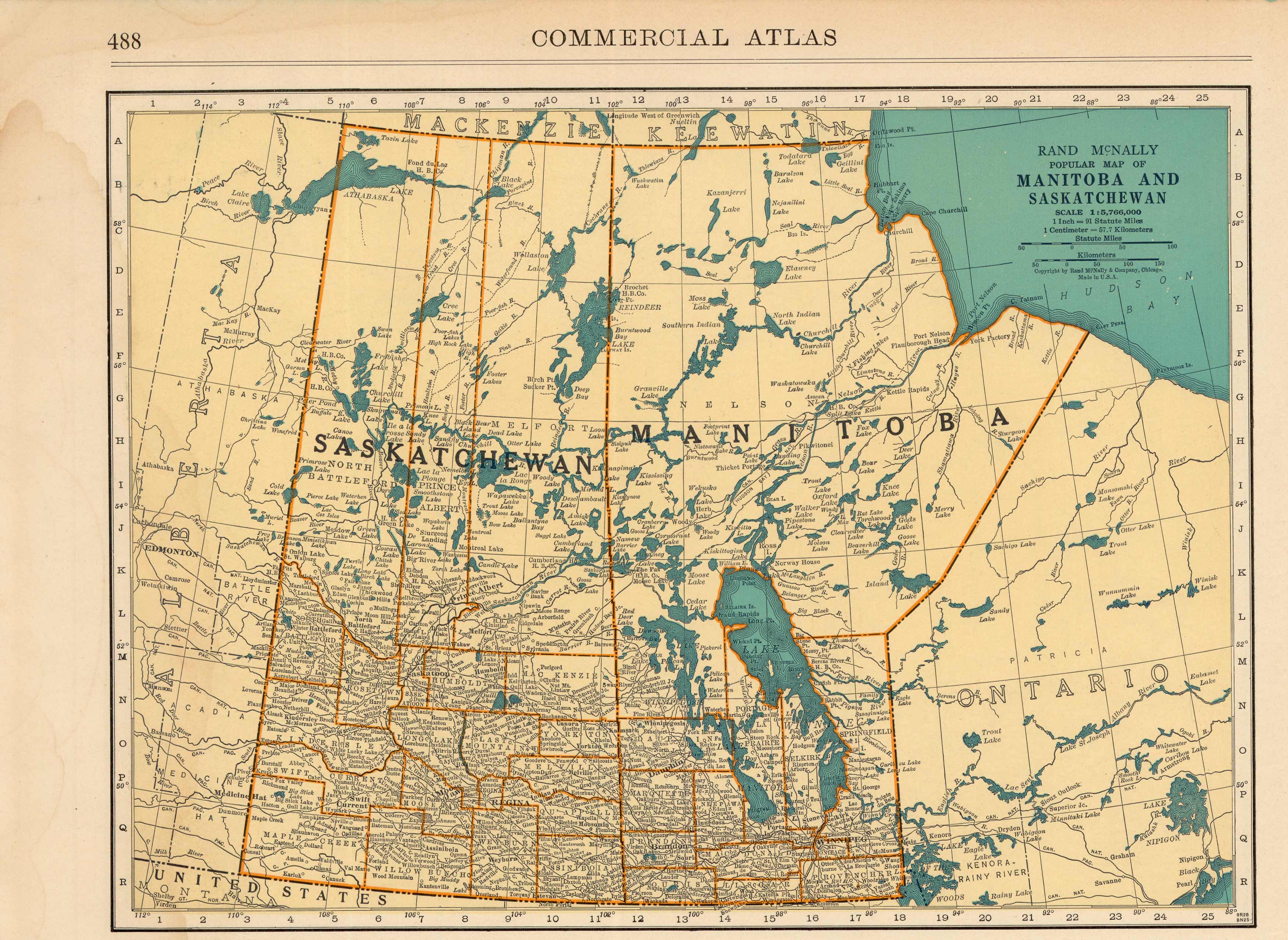 Popular Map of Manitoba and Saskatchewan