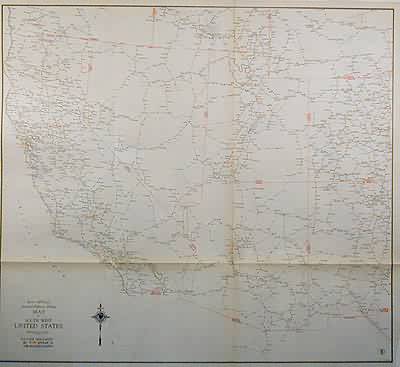 Standard Highway Milage Map of South West United States