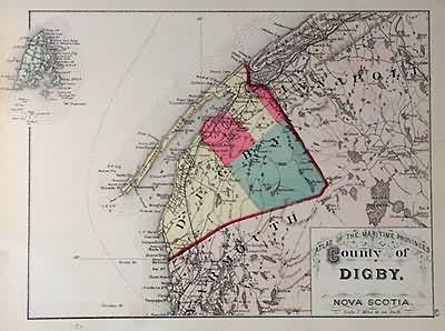 Digby Nova Scotia Map County Of Digby, Nova Scotia - Art Source International