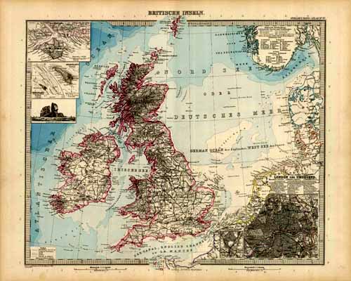 British Isles with inset maps of the Island of Heligoland ( Helgoland )