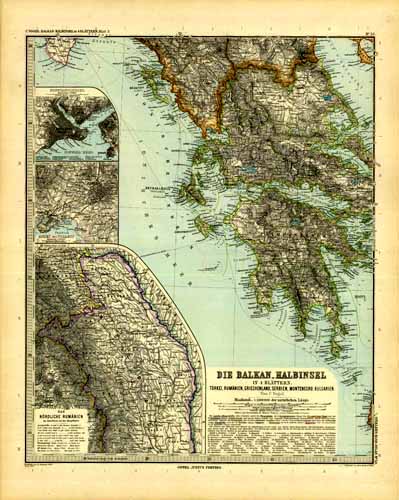 The Balkans and southern Greece with inset maps of Romania